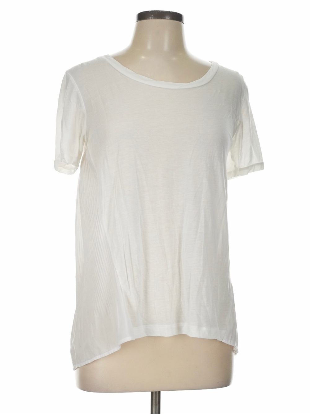Women's White Short-Sleeve Crewneck Tee with Flowy Back